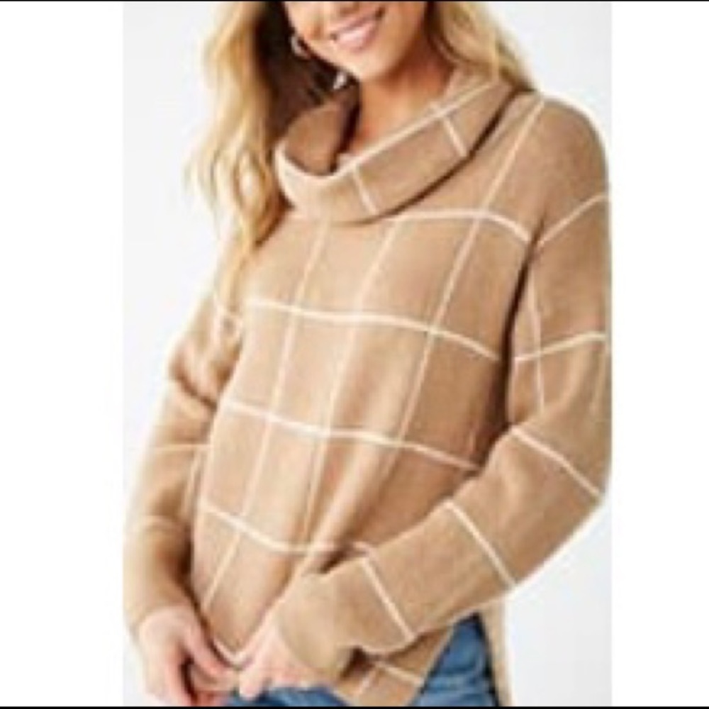 Forever 21 grid print turtleneck sweater